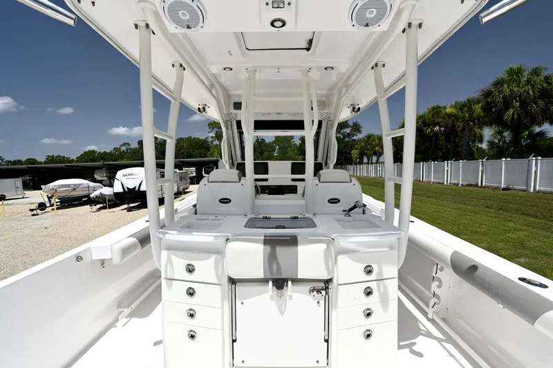 Slide: The Image of Cockpit and Helm Twin helm seats, tackle center and rocket launchers. - 6788443