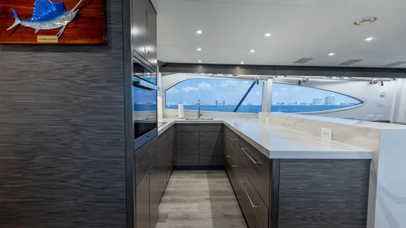 Slide: The Image of 2021 65 Hatteras GT On the DL Salon-Galley (11) - 7403426