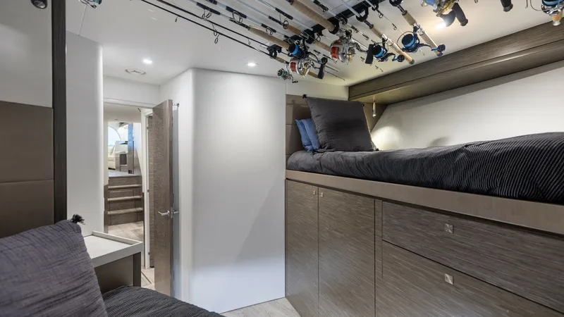 Slide: The Image of 2021 65 Hatteras GT On the DL Forward V Berth (4) - 7403439