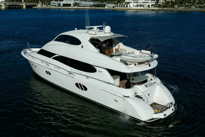 Slide: The Image of Lazzara 80 WILLYN - Aerial Port Profile 2007 Lazzara 80 Flybridge Motoryacht WILLYN - 7656602