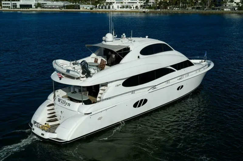Slide: The Image of Lazzara 80 WILLYN - Aerial Starboard Profile 2007 Lazzara 80 Flybridge Motoryacht WILLYN - 7656601