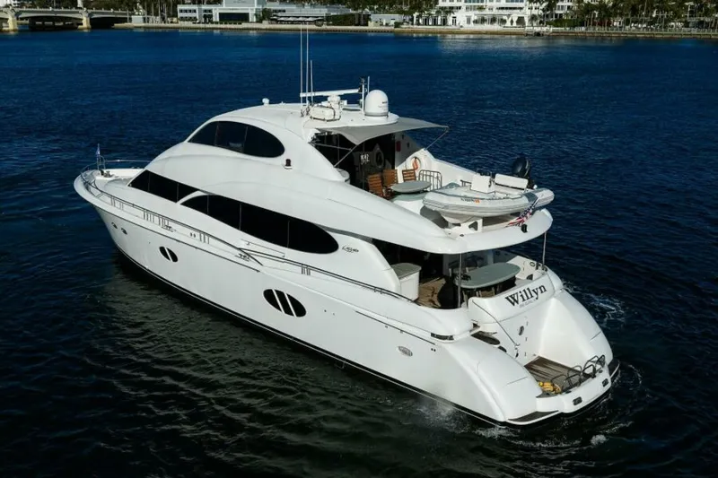 Slide: The Image of Lazzara 80 WILLYN - Aerial Port Profile 2007 Lazzara 80 Flybridge Motoryacht WILLYN - 6823158