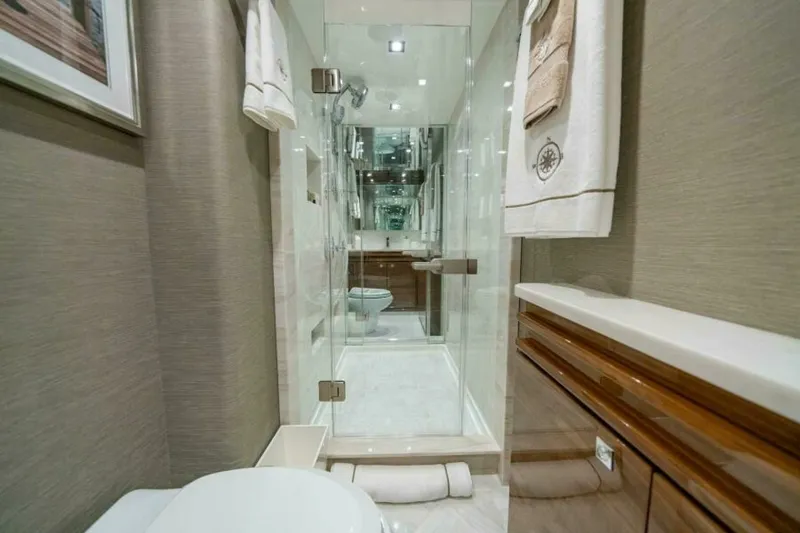 Slide: The Image of Viking 90 Sky Bridge - Full Beam MAster Stateroom Ensuite Head 2027 Viking 90 Sky Bridge - 7657200