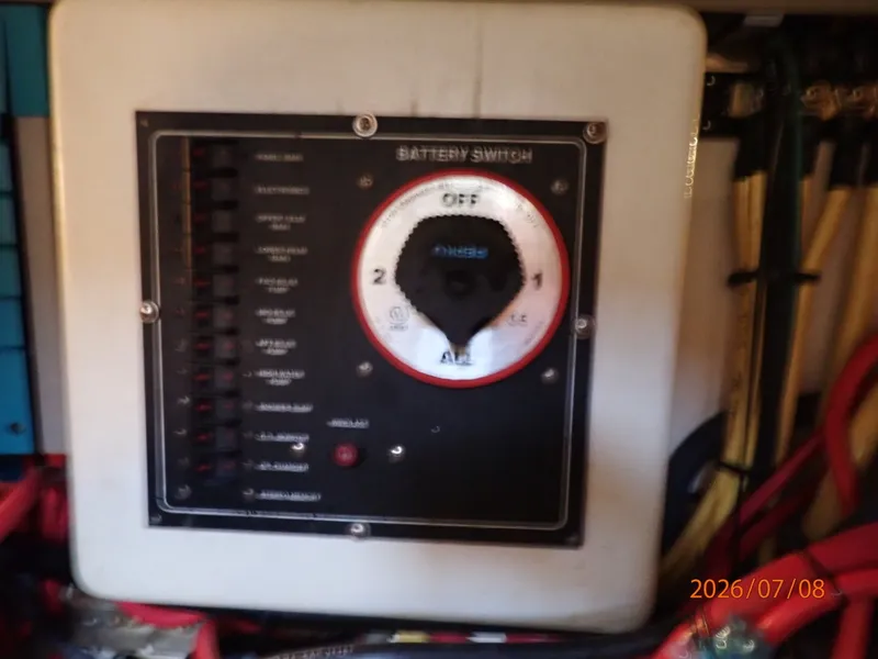 Slide: The Image of 40' Mainship engine room electrical panel - 6848097