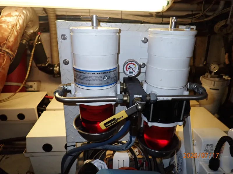 Slide: The Image of 48' Hatteras starboard Racor fuel filters - 6885931