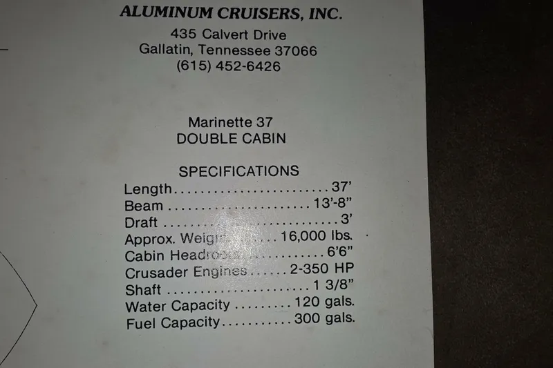 Slide: The Image of Marinette 37 Motor Yacht 1988 - 7245611