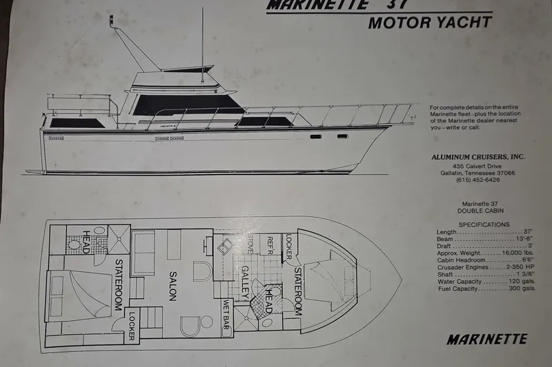 Slide: The Image of Marinette 37 Motor Yacht 1988 - 7245619