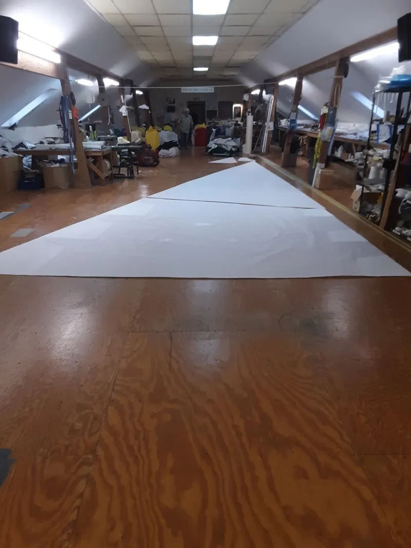 Slide: The Image of 35' Pearson mainsail being fabricated - 7141284