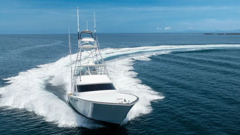 Slide: The Image of Dynamic Bow View in Motion Experience the exhilarating performance of the 2024 Viking 64 Convertible as it cuts through the waves with precision. The sleek bow design enhances both speed and stability, while the robust tower offers commanding views for navigation and fishing. This - 7162623