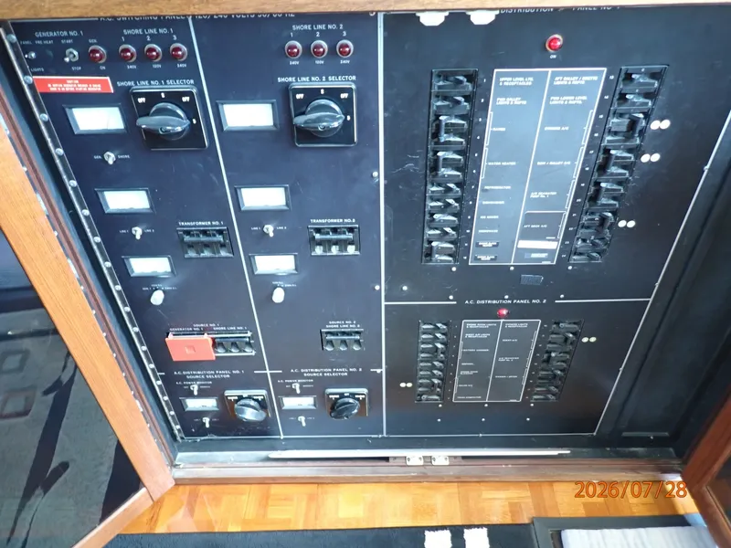 Slide: The Image of 54' Hatteras pilothouse electrical panel - 7288109
