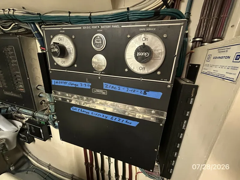 Slide: The Image of 54' Hatteras port engine room electrical panel1 - 7288133