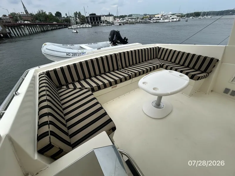 Slide: The Image of 54' Hatteras flybridge aft seating - 7288052