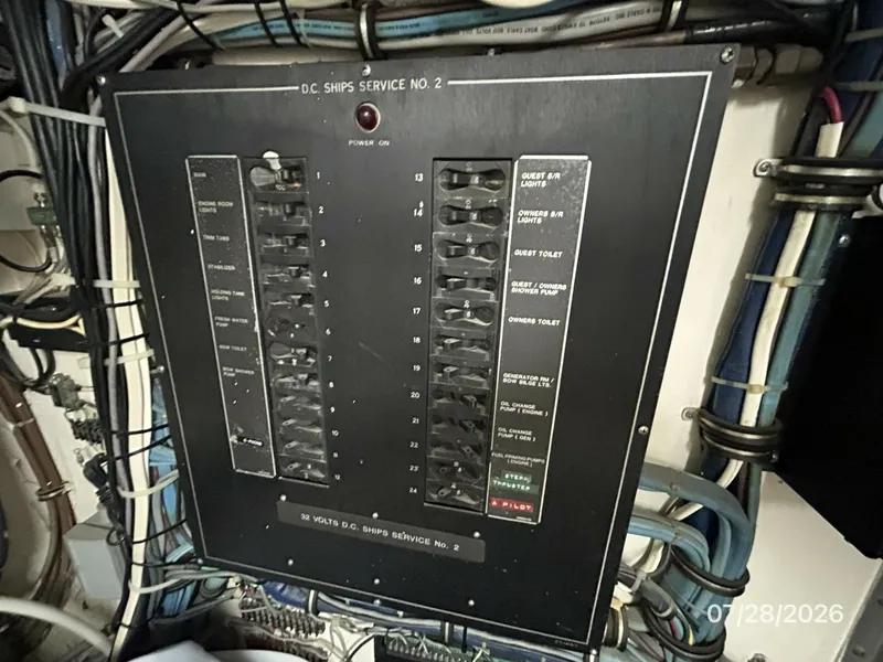 Slide: The Image of 54' Hatteras port engine room electrical panel2 - 7288134