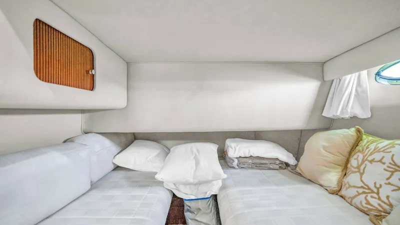 Slide: The Image of 2000 40 Sea Ray 400 Sedan Bridge Barely Covered Port Stateroom - 7285490