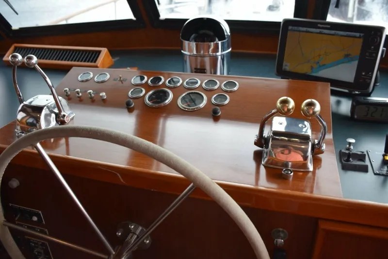 Slide: The Image of Attractive Pilothouse Helm With Teak Console - 7509706
