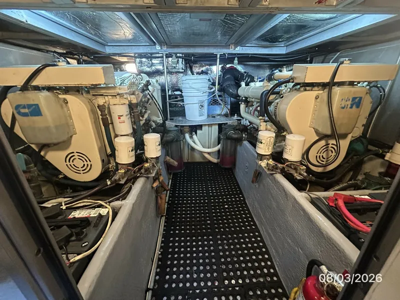 Slide: The Image of 43' Mainship engine room aft - 7407513