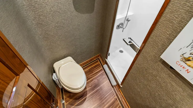 Slide: The Image of 2016 Viking 80 Enclosed Bridge- FRIGATE-FWD Stateroom Head - 7414420