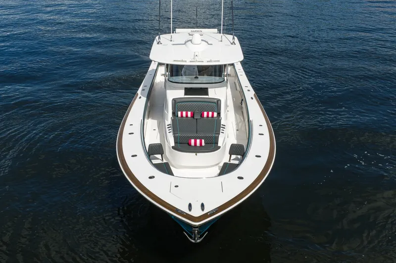Slide: The Image of Valhalla 46 - Bow Aerial Profile 2025 Valhalla 46 Center Console - 7532693