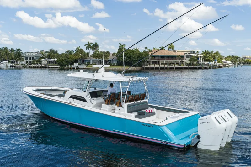 Slide: The Image of Valhalla 46 - Port Aft Profile 2025 Valhalla 46 Center Console - 7532685