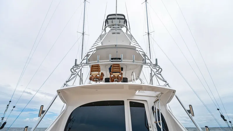 Slide: The Image of Tower and Bridge View This image showcases the impressive tower and bridge of the 2013 Viking 55 Convertible, 'Hot Spot.' The tower provides an elevated vantage point, perfect for spotting fish or enjoying panoramic ocean views. The sleek lines and sturdy construction reflect - 7962094