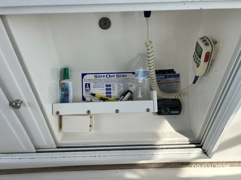 Slide: The Image of 42' Grand Banks flybridge VHF cabinet - 7602221