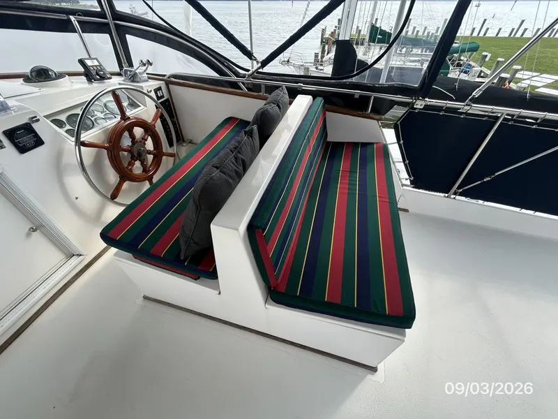 Slide: The Image of 42' Grand Banks flybridge starboard seating - 7602219
