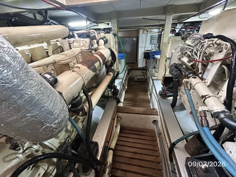 Slide: The Image of 42' Grand Banks engine room forward - 7602202