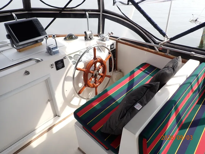Slide: The Image of 42' Grand Banks flybridge helm1 - 7602210