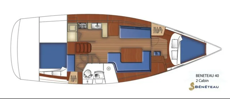 Slide: The Image of Beneteau Oceanis 40 Two Cabins / Two Heads Layout Drawing - 7602699