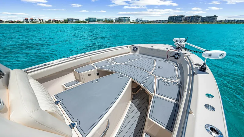 Slide: The Image of Spacious Bow with Seating Area The 2024 Grady-White 281 CE features a beautifully designed bow with ample seating and stylish decking. The area is equipped with comfortable cushions and a sleek, modern layout perfect for relaxation and socializing. The high-quality finishes and spaciou - 7766886