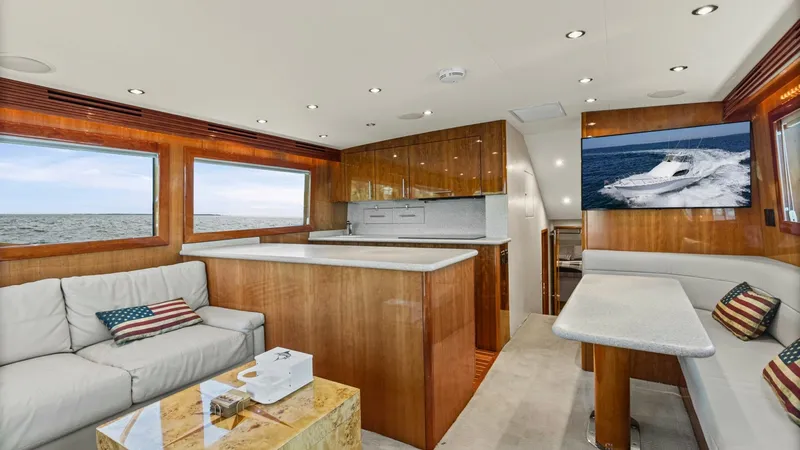 Slide: The Image of 2008 54 Hatteras Convertible American Made Salon and Galley - 7852449