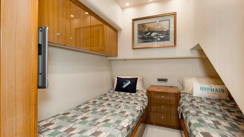 Slide: The Image of 2007 64 Viking Enclosed Bridge Reel Blues Rear Starboard Stateroom - 7795333