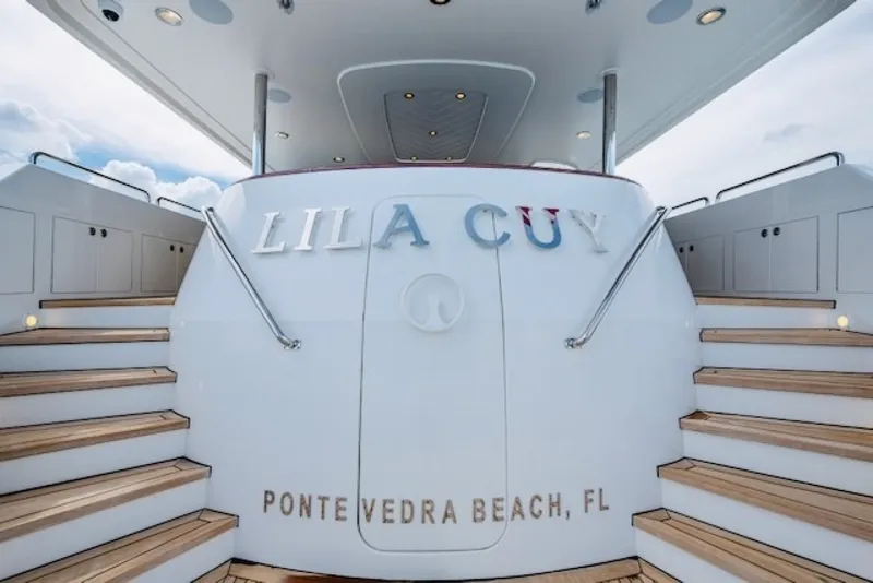 Slide: The Image of Westport 112 LILA CUY Aft Stairs from Swim Platform to Deck - 7930447