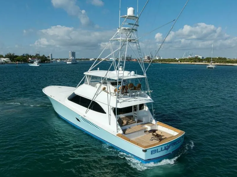 Slide: The Image of Viking 82 BLU FROG - Port Aft Aerial Profile 2013 Viking 82 Convertible BLU FROG - 8617901