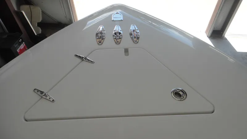 Slide: The Image of 2024 Contender 32 ST boat bow with stainless steel fittings. - 13