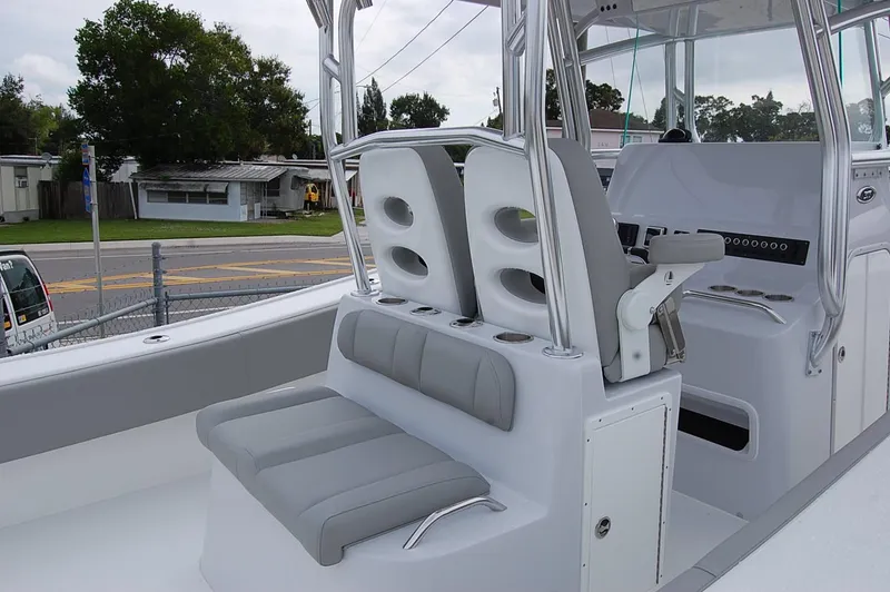 Slide: The Image of 2023 Cape Horn 31T boat interior with seating and console. - 8