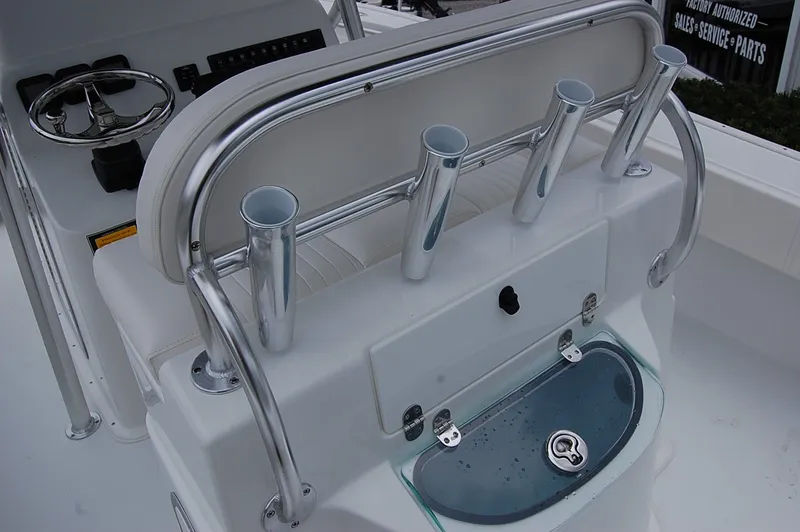 Slide: The Image of 2025 Cape Horn 27 XS boat console with rod holders and livewell. - 7