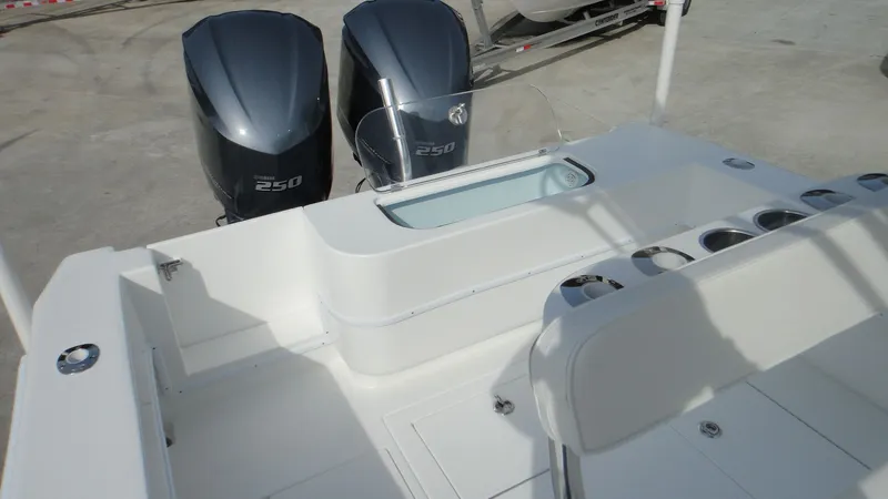 Slide: The Image of 2024 Contender 28T boat with twin 250 horsepower engines. - 19