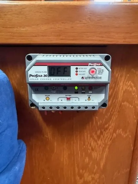 Slide: The Image of ProStar-30 solar charge controller on 2003 Wauquiez Centurion 45s yacht interior. - 35