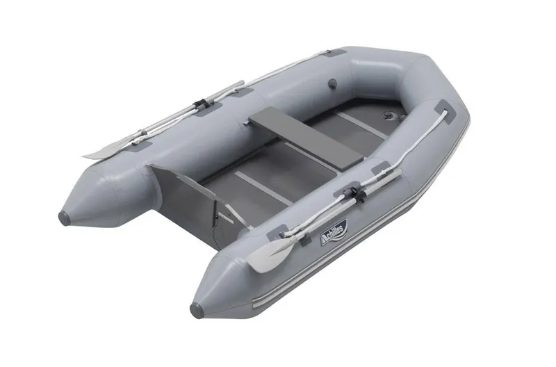 The Image of 2024 Achilles LEX-96 inflatable boat with oars and grey design. - 1