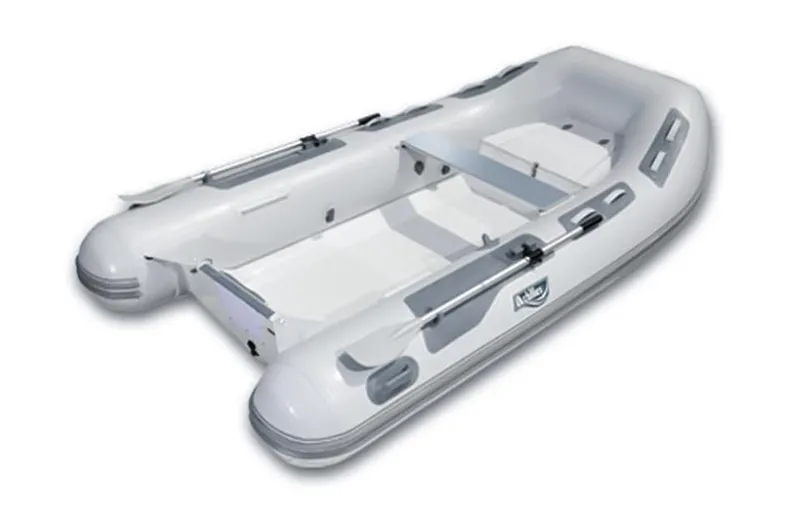 The Image of 2024 Achilles HB-315DX inflatable boat, white, side view. - 1
