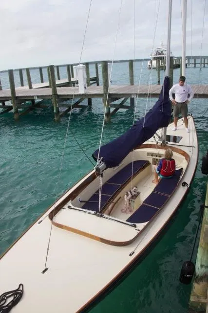 Slide: The Image of 2026 C.W. Hood 32 Daysailer docked, featuring sleek design and spacious deck. - 3