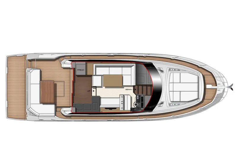 Slide: The Image of Top view layout of 2025 Prestige 460 Flybridge yacht interior. - 34