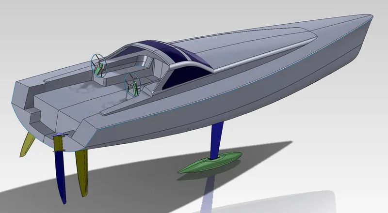 Slide: The Image of 2024 Lyman Morse Farr Racer-Cruiser hull #2, sleek design, dual steering wheels, modern sailboat. - 7