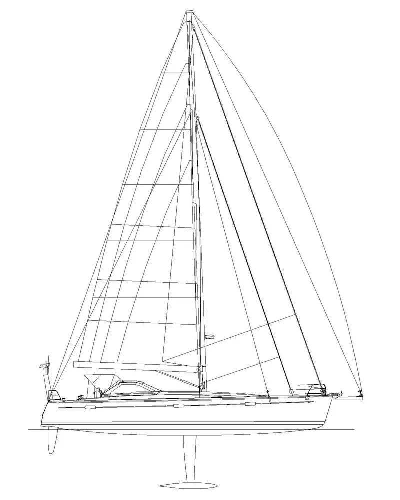 Slide: The Image of Line drawing of 2024 Lyman Morse Farr Racer-Cruiser hull #2 sailboat. - 8
