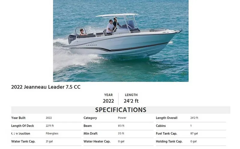 Slide: The Image of 2022 JEANNEAU LEADER 7.5 CC BROCHURE - 15362228