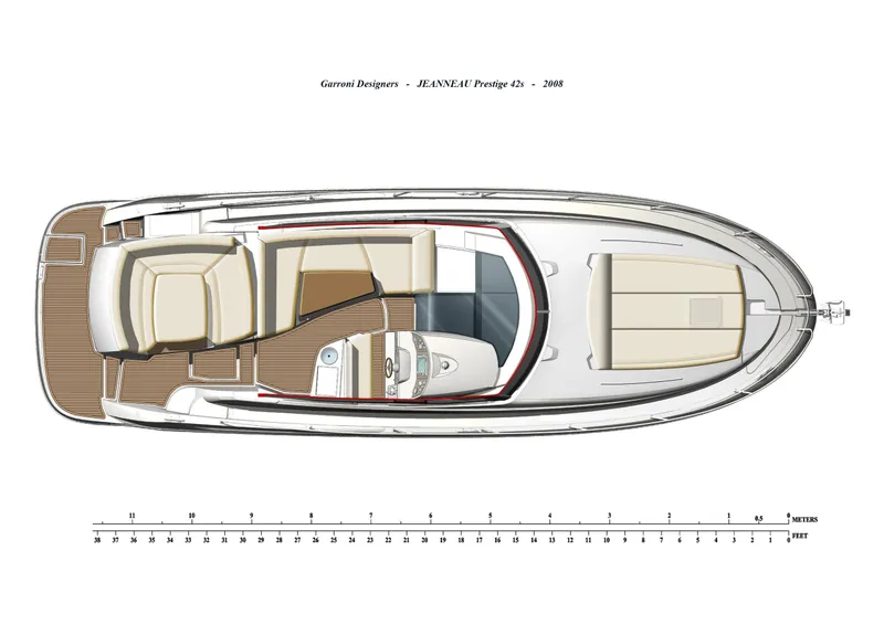 Slide: The Image of Top view layout of 2012 Prestige 440S yacht, showcasing interior and deck design. - 46