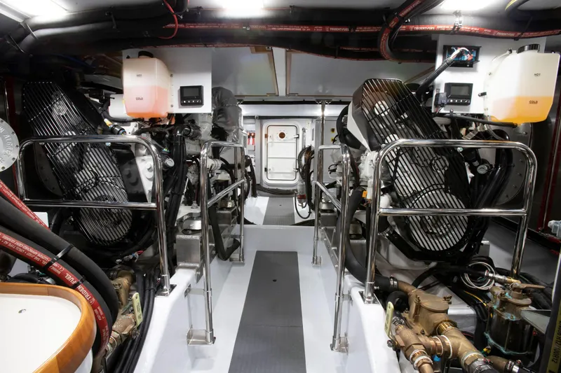 Slide: The Image of Engine room of 2025 Krogen 58 Extended Bridge yacht, featuring advanced machinery and equipment. - 31