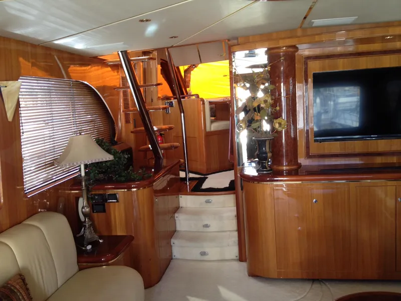 Slide: The Image of Luxurious interior of 2004 Ocean Alexander 548 Pilothouse yacht with wooden finishes and modern amenities. - 9