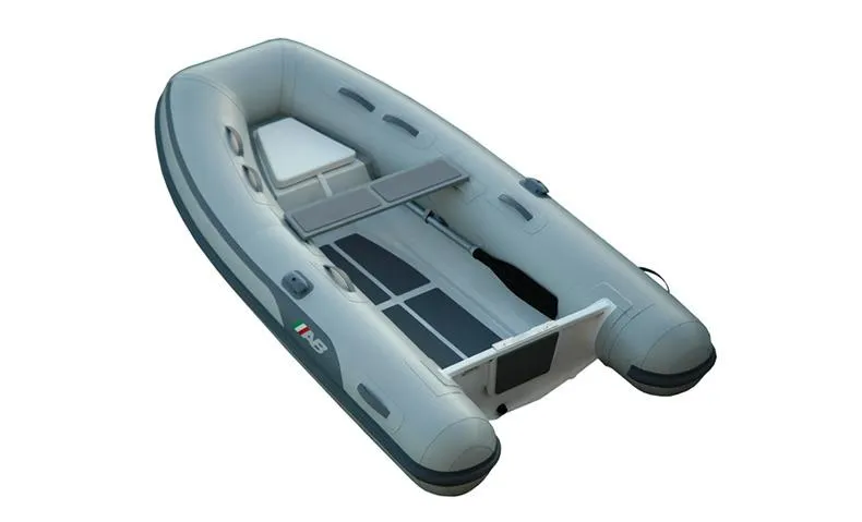 The Image of 2024 AB Inflatables Lammina 9 AL inflatable boat, gray with seating and oar. - 0
